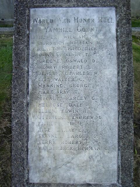 Newberg Plaque, World War Honor Roll