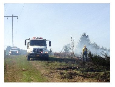 Department of Forestry vehicles putting out wildfire